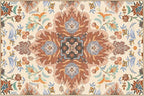 Phantoscope Washable Area Rug 6'x9' Non-Slip, Vintage Boho Rugs for Living Room, Bedroom, Dining Room, Fall Orange Floral Medallion Pattern, Low-Pile Foldable Floor Carpet, Rust/Multi Floral