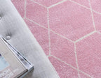 Unique Loom Trellis Frieze Collection Area Rug - Geometric (7' Square, Light Pink/ Ivory)