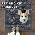 KILOCOCO Boho Kitchen Runner Rug 2x6 Washable Runner Rug, Soft Runners for Hallways Non Slip Printed Distressed Laundry Room Rug, Low-Pile Rug for Entryway/Bedroom/Living Room, Charcoal