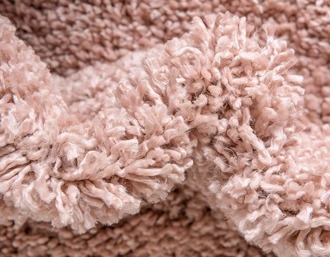 Unique Loom Davos Shag Collection Area Rug - Solid (6' 7" Round, Dusty Rose)