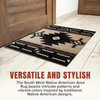 YHSF South West Native American Area Rug C318 - Easy Clean, Thick, Soft, Durable Native Tribal American Indian Inspired Rug for Bedroom/Living Room and More - Berber, 8 Feet x 10 Feet