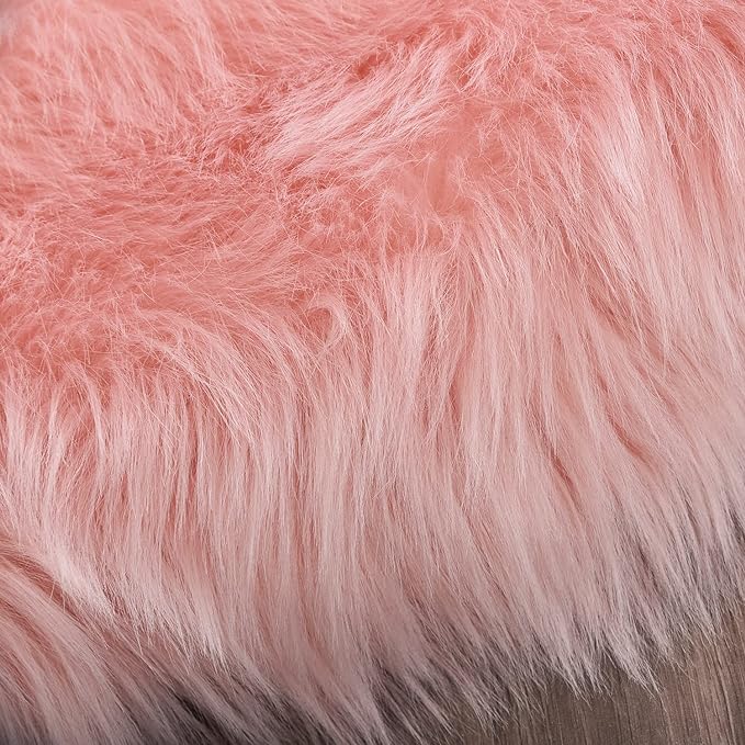 Latepis Fluffy Pink Round Rugs 6ft Circle Rug for Living Room Washable Faux Fur Fluffy Sheepskin Rug for Bedroom Playroom Plush Shag Rugs,Rectangle
