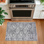 KILOCOCO Boho Entryway Rug 2x3 Printed Small Area Rug Indoor Door Mat Machine Washable Kitchen Rugs Super Soft Non Slip Throw Rugs for Bedroom Entrance Geometric Laundry Room, Grey