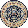 Unique Loom Sialk Hill Collection Area Rug - Washington (4' 1" Round Navy Blue/Cream)