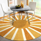 Lahome Round Rug 7Ft Round Area Rug for Living Room, Washable Throw Soft Boho Round Rug Large Non-Slip Untra-Thin Round Dining Room Rug, Cute Rainbow Sun Print Floor Round Carpet for Bedroom Nursery