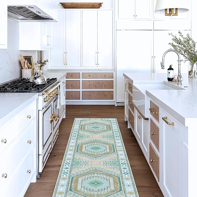 Fame Living Washable Area Rug. Modern Farmhouse. Vintage. Turkish. Bohemian. Distressed. Oriental. Traditional. Rugs for Living Room. Dining. Bedroom. Office. Entryway. Foyer. (856GG, 2'5" x 6'5")