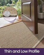 DEXI Ultra Thin Entryway Indoor Door Mat 24x36, Non Slip Rubber Backing Inside Entry Mat, Low Profile Easy Clean Dirt Trapper Doormat for Inside Entrance Patio, Beige