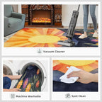 Boho Sun Area Rugs 6x9ft, Radiant Sunburst Fluffie Rugs for Living Room, Geometric Solar Nursery Rug with Under Rug Non Slip Tape for Bedroom Kids Room