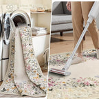 Wonnitar Washable 4x6 Rug for Bedroom, Floral Print Area Rug for Living Room, Non-Slip Entryway Throw Mat, Low Pile Botanical Area Rug Floor Carpet for Bedside (Beige,4'x6')