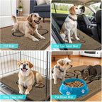 OLANLY Dog Door Mat for Muddy Paws 24x16, Paw Print Design, Absorbs Moisture and Dirt, Absorbent Non-Slip Washable Doormat, Quick Dry Chenille Mud Mat for Dogs, Entry Indoor Entryway Carpet, Tan