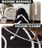 YIHOUSE Black Modern Area Rug 5x7,Abstract Rugs for Bedroom,Minimalist Striped Rug,Black and White Geometric Rug,Dark Washable Area Rugs 5x7 Non Slip Throw Rugs for Bedroom，Office