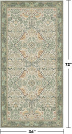 Large Entryway Rugs Indoor - 3x6 Washable Rugs for Kitchen Bedroom Beside Bed Door Mat Indoor Entrance with Beige Woodland Flowers, Non Slip Stain Resistant Low Pile