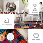 Patchwork Rugs for Living Room - Geometric Abstract Area Rugs 7x10, Multicolor Retro Aesthetic High Traffic Lightweight Extra Large Carpet Home Decor #C025