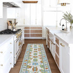 Fame Living Colorful Oushak Runner Rug, Modern Runners, Turkish, Eclectic, Floral, Pastel, Washable, Small Throw Rugs, Short Runner for Hallway, Entryway, Laundry, Foyer, Kitchen, Bathroom, 2'5"x6'5"