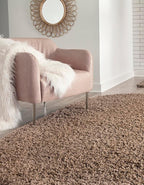 Unique Loom Solid Shag Collection Area Rug (5' 1" x 8' Oval, Sandy Brown)