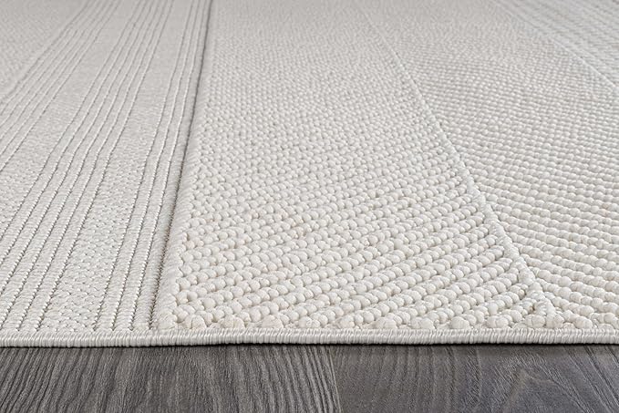 Beverly Rug Micro Loop Large Area Rug White 9x12 Modern Luxury Boho Geometric Durable Indoor Area Rugs for Living Dining Room Office Stain Resistant Non Shedding Casual Indoor Carpet White 9 x 12