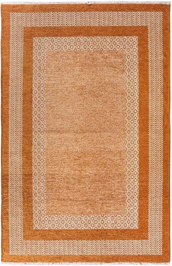 Alfa Rich 4x6 Burnt Orange Washable Area Rugs for Living Room Bedroom Kitchen Cotton Decor Rug