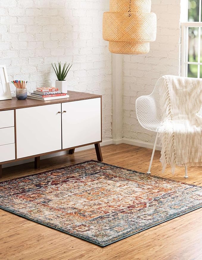 Unique Loom Isabella Collection Area Rug - Adjani (7' 10" Square, Multi/ Beige)