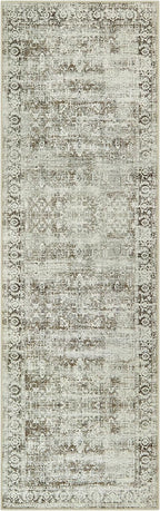 Morebes Vintage Long Bathroom Runner Rug, Washable Entryway Rugs Indoor Non Slip,Soft Distressed Doormat Indoor Entrance Throw Rug Kitchen Sink Mat Floor Carpet Runner, Brown