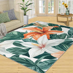 Lily Flowers Rugs for Bedroom - 2x3 Area Rug - Abstract 3D Flowers Rugs for Living Room, Tropical Plants Rug, Washable Home Decor Carpet