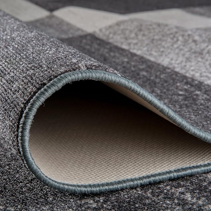 Rugshop Gray Modern Geometric Boxes Non-Slip Area Rug Non-Shedding for Living Room, Dining Room and Bedroom, 9' x 12'