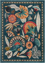Boho Egypt Green Area Rugs for Living Room Bedroom, 5x7 Washable Large Dining Room Rug Non Slip, Floral Vintage Farmhouse Throw Carpet for Office Hardwood Floor Playroom (Dark Green,5 x 7)