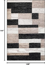 Superior Indoor Area Rug, Jute Backed, Modern Geometric Patchwork Floor Decor for Bedroom, Office, Living Room, Entryway, Kitchen, Hardwood Floors, Rockwood Collection, 9' x 12', Ivory-Beige