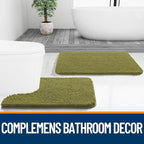 OLANLY Bathroom Rugs 24x16, Extra Soft Absorbent Chenille Bath Rugs, Rubber Backing Quick Dry, Machine Washable Bath Mats for Bathroom Floor, Tub and Shower, Home Decor Accessories, Willow Green