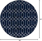 Unique Loom Glam Collection Area Rug - Trellis (7' 10' Round, Navy Blue Silver/ Silver)
