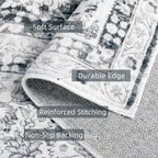 Grey 5x8 Area Rugs for Living Room Machine Washable Rugs Boho 5x8 Rug for Living Room Carpet Non-Slip Family & Pet Friendly Area Rugs Print Floor Rug(Vintage 5x8ft)