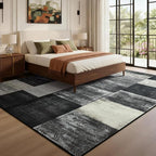 DweIke Washable Area Rugs for Living Room, 4x6 Soft Bedroom Rugs, Geometric Print Non-Slip Modern Rug, Stain Resistant Throw Carpets for Office Nursery Dining Room Home Dorm Decor, Black and White
