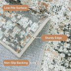 GENIMO Washable Area Rugs for Living Room, 8x10 Modern Non Slip Rugs, Low Pile Lightweight Soft Print Rug for Bedroom, Dining Room, Home Office, Washed Light Blue