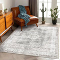 Washable Area Rug 4'x6' Vintage Traditional Floor Cover Foldable Thin Rugs Retro Kitchen Indoor Distressed Non Slip Carpet Floral Print Mat Bedroom Living Room