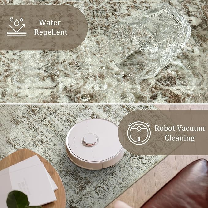 Morebes Vintage Long Bathroom Runner Rug, Washable Entryway Rugs Indoor Non Slip,Soft Distressed Doormat Indoor Entrance Throw Rug Kitchen Sink Mat Floor Carpet Runner, Brown
