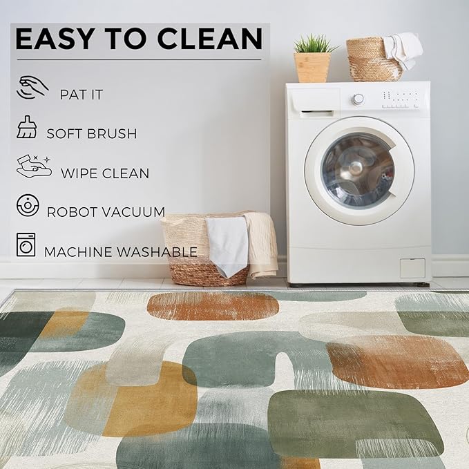 Mid Century Modern Rugs for Home Decor, 6x9 ft, Abstract Geometry Area Rugs for Living Room, Soft Non Slip Washable Boho Geo Geometric Carpet Bedroom Decorations Dt-Ghf-19