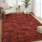 RUGSREAL Washable Rug 10x13 for Living Room Modern Abstract Area Rug Non-Slip Large Contemporary Bedroom Rug Stain Resistant Aesthetic Accent Floor Carpet Foldable Solid Rug for Home Office, Red