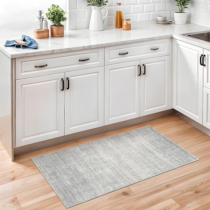 Valenrug Door Mat 2x3 - Stain Resistant 2x3 Entryway Area Rugs for Living Room, Non Slip Backing Large Area Rugs for Bedroom, Folable Machine Washable Area Rug (2'x3', Grey)