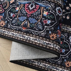 Rugcomf Indoor Door Mat 2x3 Rug Vibrant Tree of Life-Patterned Vintage Machine Washable Small Area Rug Non-Slip Low Pile Throw Rugs for Entryway Kitchen Front Door Entrance Entry Kids Room, Black