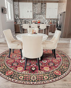 vivorug Round Rug 4ft Vintage Round Area Rug Non-Slip Indoor Carpet for Living Room Bedroom Entryway, Stain Resistant Home Decor Circle Rug, Cherry Red/Spice