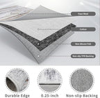 5x12 Runner Rug for Wide Hallway: Long Washable Runners for Entryway Living Room Dining Room - Stain and Water Resistant Rugs with Non-Slip Backing - Soft Low-Pile Carpet Beige Grey