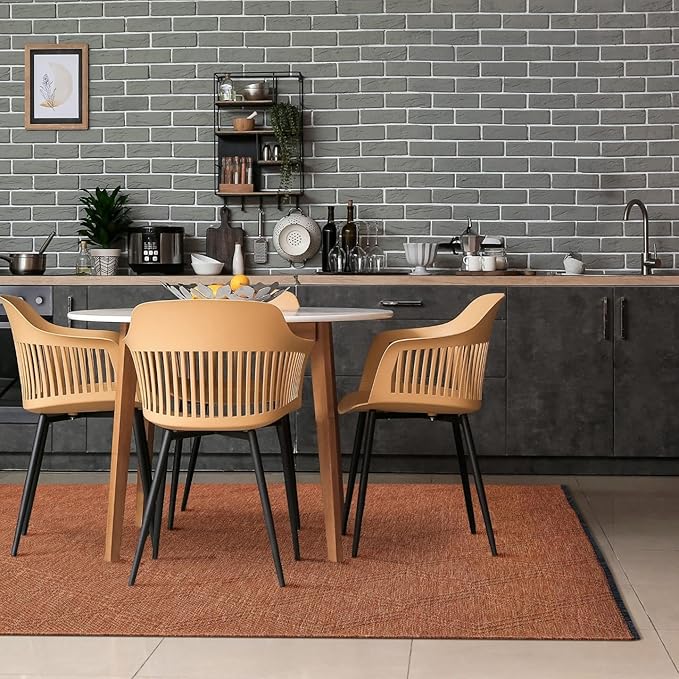 LUXE WEAVERS Modern Farmhouse Orange 5x7 Washable Area Rug, Anti-Slip Diamond Pattern Carpet