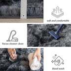 6x9 Area Rugs for Living Room Bedroom, Soft Fluffy Shaggy Bedside Rug, Indoor Floor Carpet for Kids Playroom, Dorms, Nursery Rooms, Home Decor (Tie-Dyed Dark Grey 6'x9')