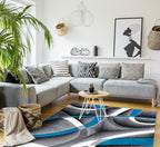 2305 Geometric Abstract Turquoise 9x12 Area Rugs for Living Room