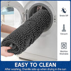 Chenille Absorbent Front Door Mat 72" x 36", Dog Door Mat for Muddy Paws, Trap Dirt Doormat, Mud Mat for Dogs, Washable Non Slip Outdoor Indoor Doormats for Entryway, Grey