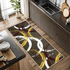 Gold White Red Circle Pattern Runner Rug, 3x10ft Washable Hallway Entrance Rugs - Corridor & Foyer Long Accent Rug, Modern Stylish Decor Carpet for Home Runner Non-Slip Mat