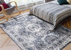 Keen Home Design Area Rugs - Non-Shedding, Thick Pile Abstract Rugs for Kitchen, Living Room, Bedroom, Dining Room, Entryway (Medallion Grey/Blue/Cream, 5'3'' x 7'7'')