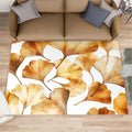 Golden Leaf Rugs for Bedroom - 3x5 Area Rug - 3D Ginkgo Leaf Rugs for Living Room, Modern Simple Art Rug, Non-Slip Washable Home Decor Carpet