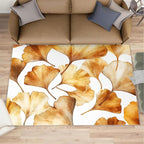 Golden Leaf Rugs for Bedroom - 3x4 Area Rug - 3D Ginkgo Leaf Rugs for Living Room, Modern Simple Art Rug, Non-Slip Washable Home Decor Carpet