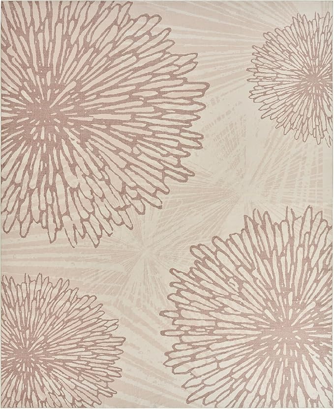 WITSHOCK 6x9 Area Rugs for Living Room: Beige Floral Washable Rugs for Bedroom Dining Room Office Nursery Modern Non-Slip Stain Resistant Low Pile Home Decor（Beige/Brown,6'x9'）