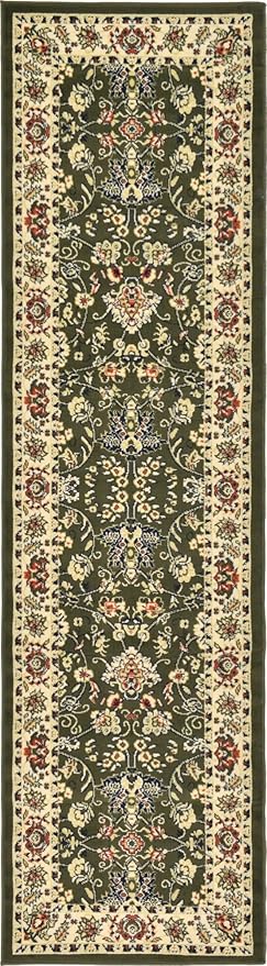 Unique Loom Sialk Hill Collection Area Rug - Washington (2' 7" x 10' Runner Green/Hunter Green)